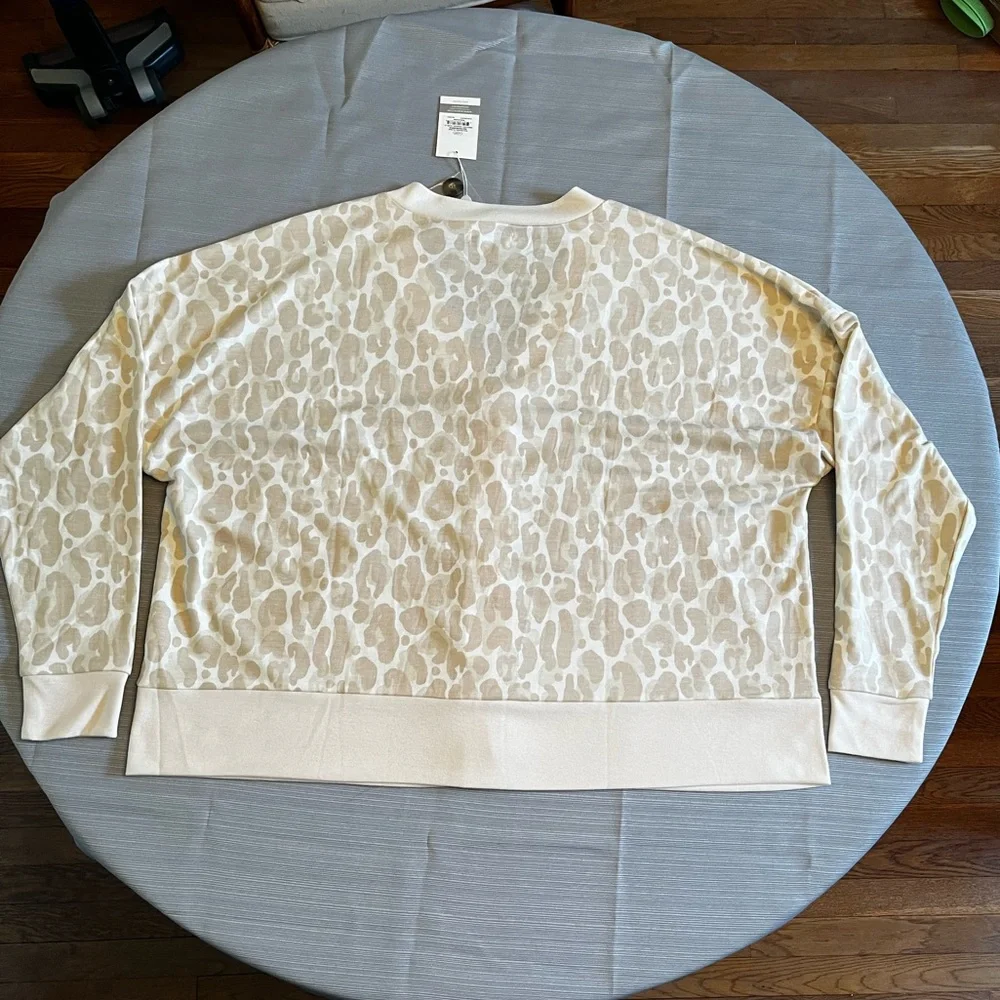 NWT Mud Pie Cream Tan Leopard Animal Print Lightweight Cardigan Sweater - Picture 3 of 6